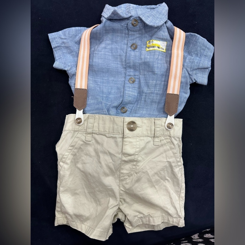 Cat & Jack shorts suspender bodysuit set. Size 6-9 months. Nwot